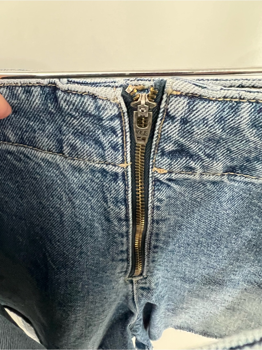 Free People Emmy Denim Faux Wrap Mini Skort with Side Tie - Picture 6 of 12